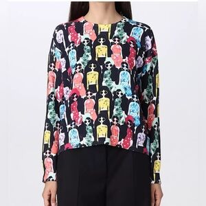 Alice and Olivia Size Small Gleeson Rainbow Patterned Printed Pullover Sweater